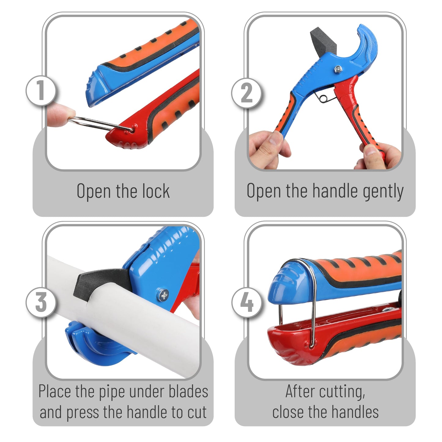 Bates PEX Pipe Cutter 1/8"-1-5/8" – PEX, Plastic & Rubber Hose Tube Cutter Tool for Plumbing, PEX Tools & Pipe Cutting