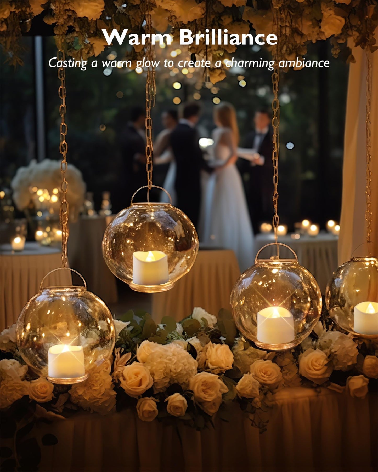 Homemory 12-Pack Flickering Flameless LED Tea Light Candles, Battery Operated, 200+ Hours, Votive & Table Decor for Weddings & Holidays