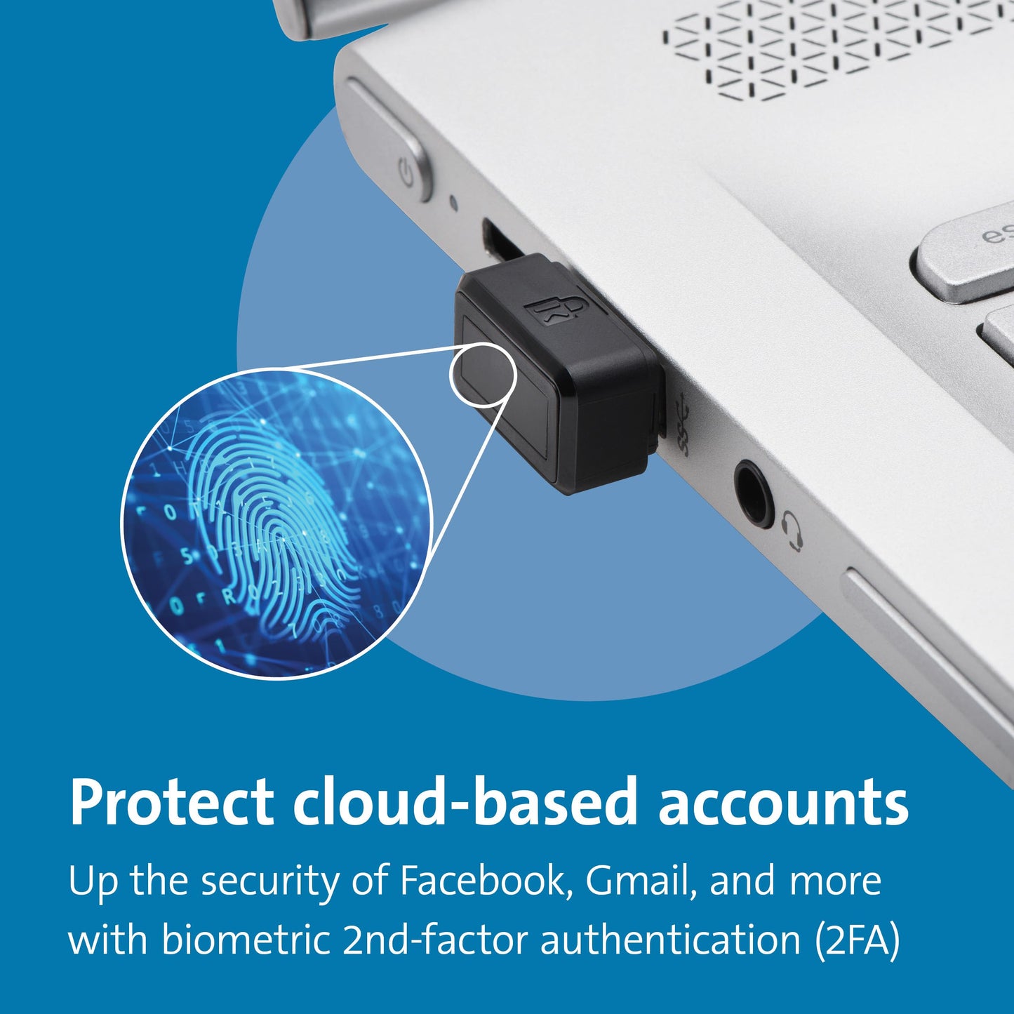 Kensington VeriMark Gen1 USB-A Fingerprint Key Reader - Windows Hello, Anti-Spoofing (K67977WW)