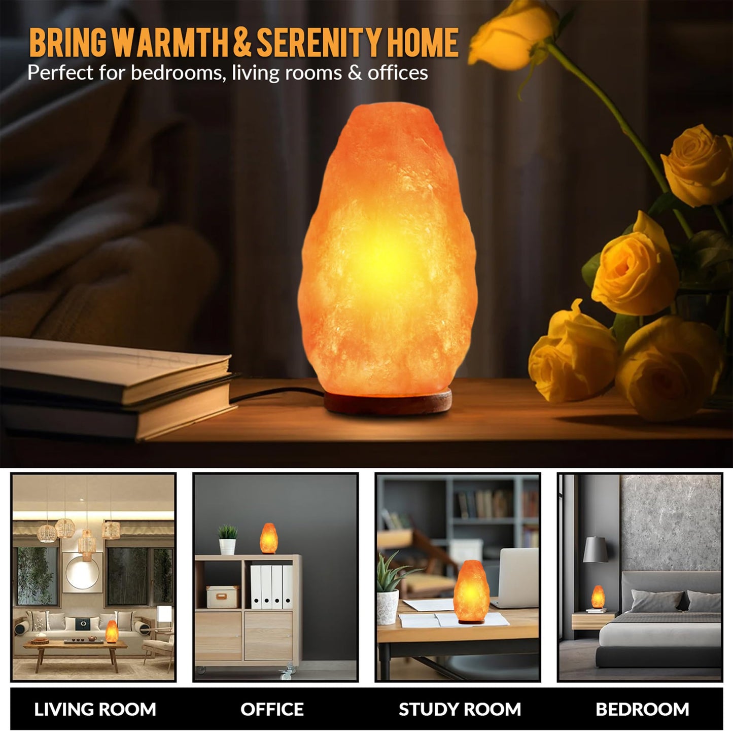 Elvissmart Himalayan Pink Salt Lamp 7-11 lbs, Crystal Night Light with Real Wood Base, Dimmer Switch, ELT Certified – Ideal Gift