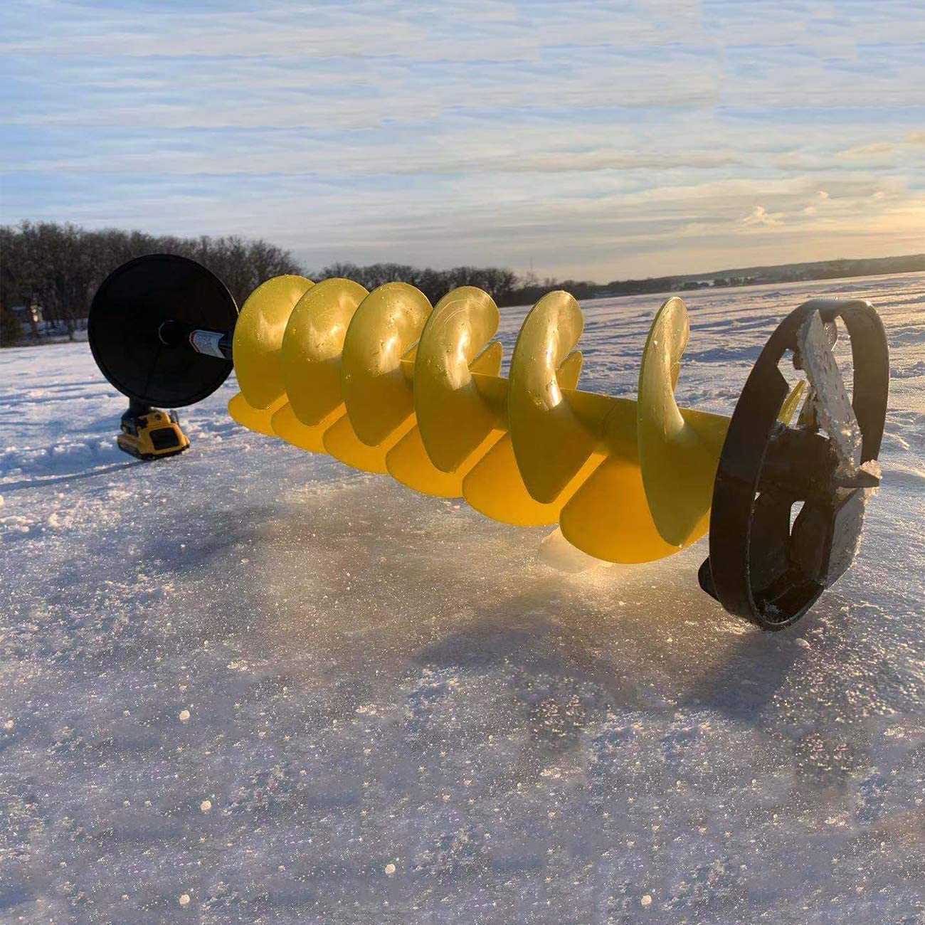 Nordic Legend E-Drill Unit - Cordless Nylon Ice Drill Auger with Centering Point Blade, Ice Auger Bit with Drill Adapter & Top Plate for Ice Fishing