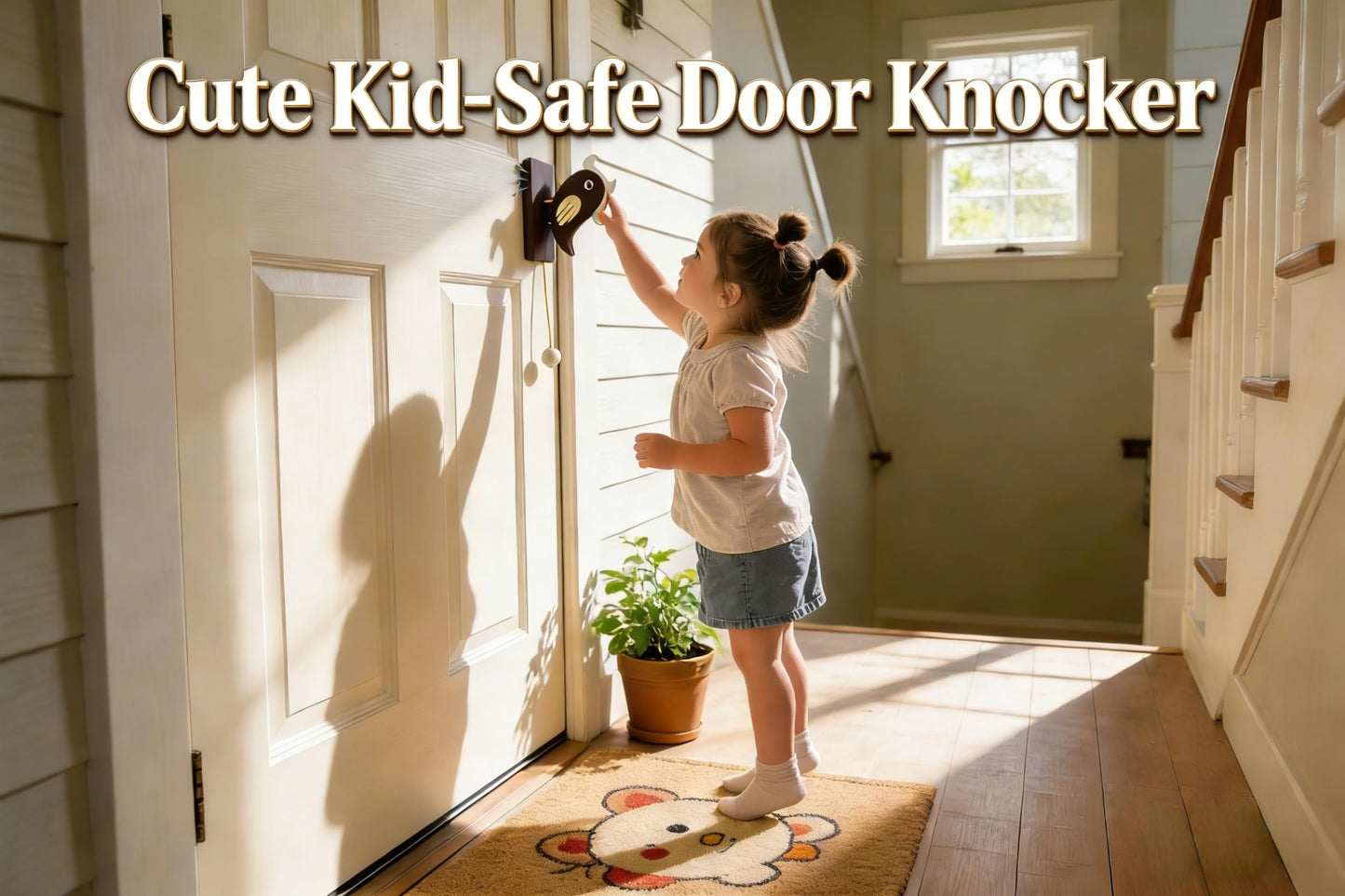 Woodpecker Doorbell & Door Knocker - Handcrafted Wooden Hanging Decoration for Front Door Entrance