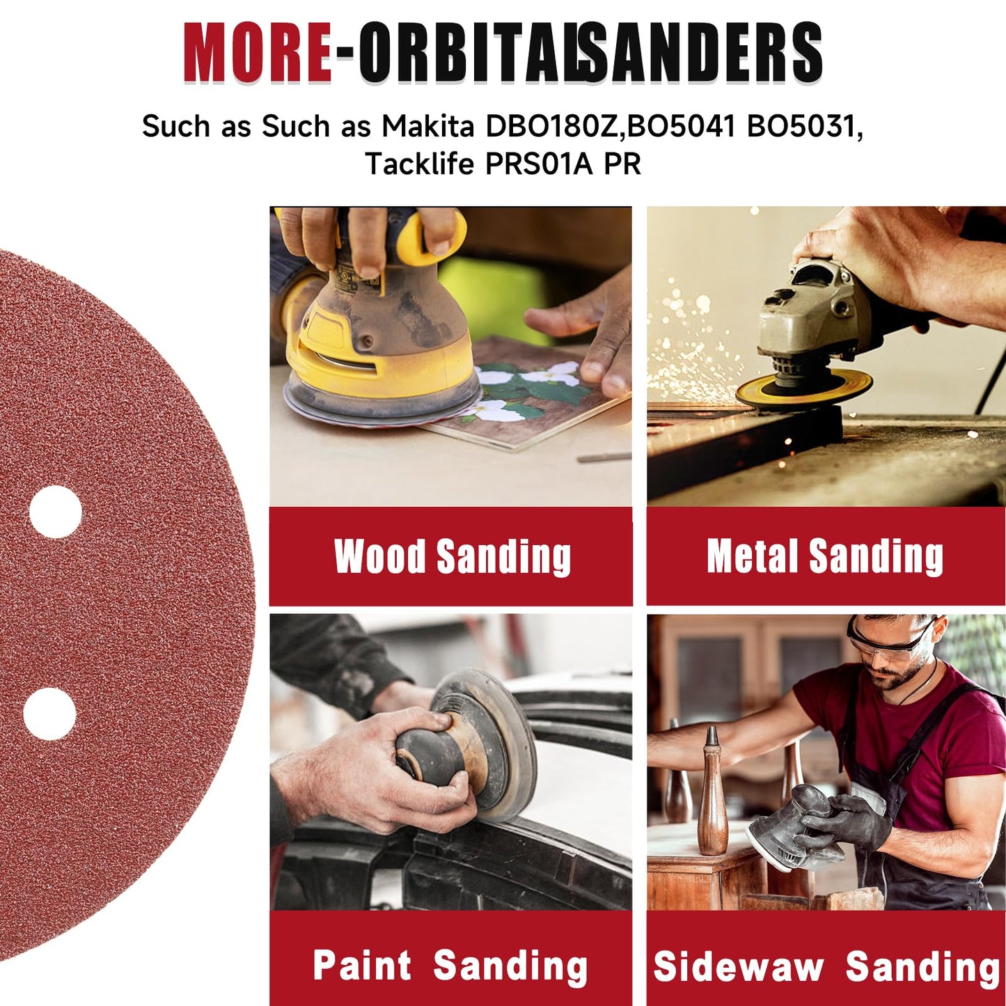 100 PCS 6 Inch Sanding Discs, 6 Hole Hook and Loop Sandpaper 60 80 120 240 400 Grit Set, Round Orbital Sand Paper Discs for Sander