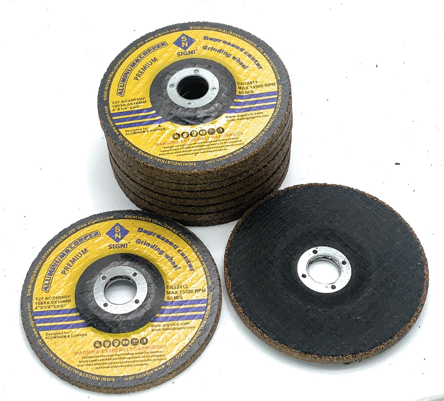 SIGNI Aluminum Grinding Wheel 4 inch for Aluminum Copper Non-Ferrous 10 Pack (Not Load While Grinding) (6mm Thickness)