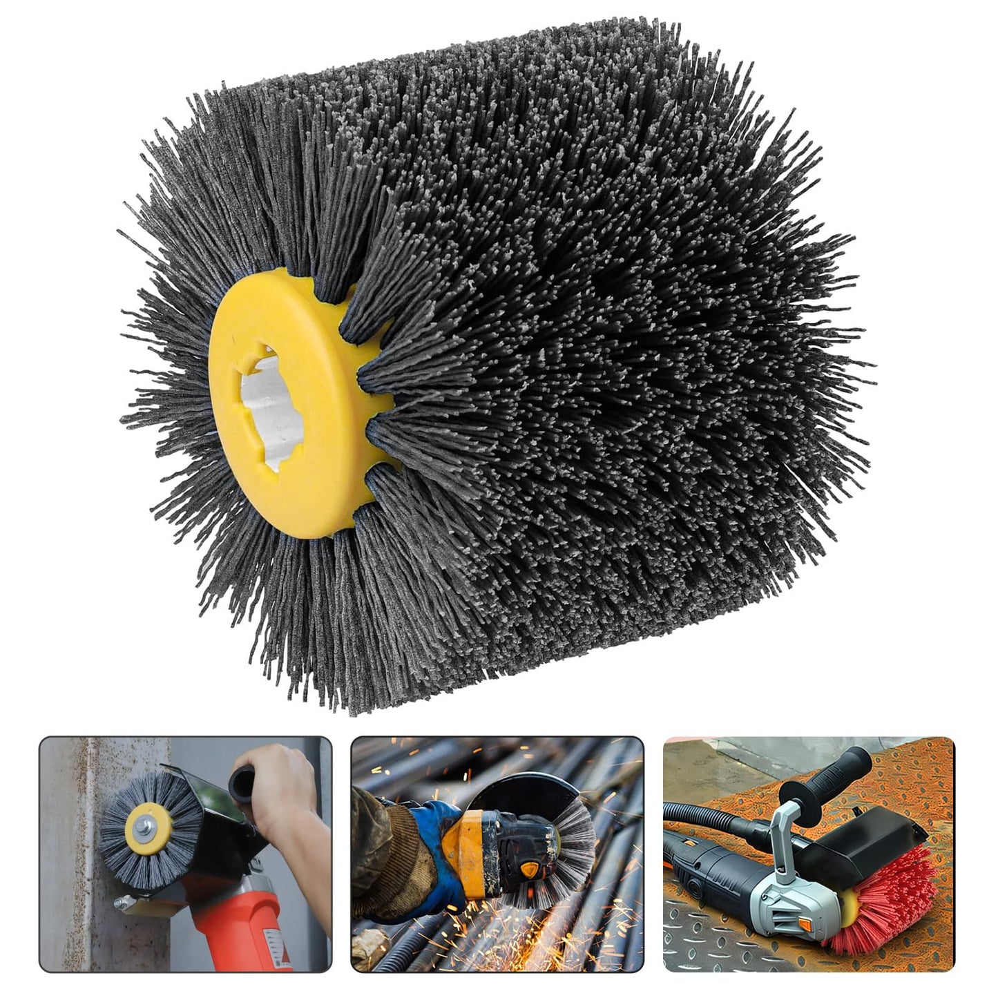 60 Grit Abrasive Nylon Drawing Wheel,4.7" x 4" Surface Conditioning Tool Drum,Burnishing Polishing Tool for Metal Polishing Paint, Rust, Oxidation