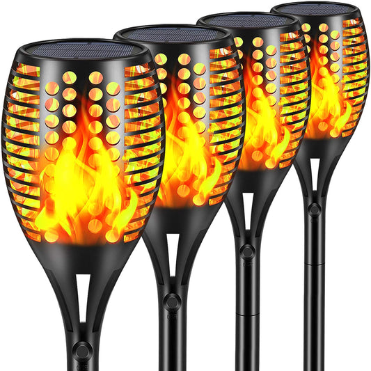 Aityvert Solar Torch Lights 43" Outdoor Flickering Flame, Waterproof Garden Pathway Patio Lights, 96 LED, 4-Pack