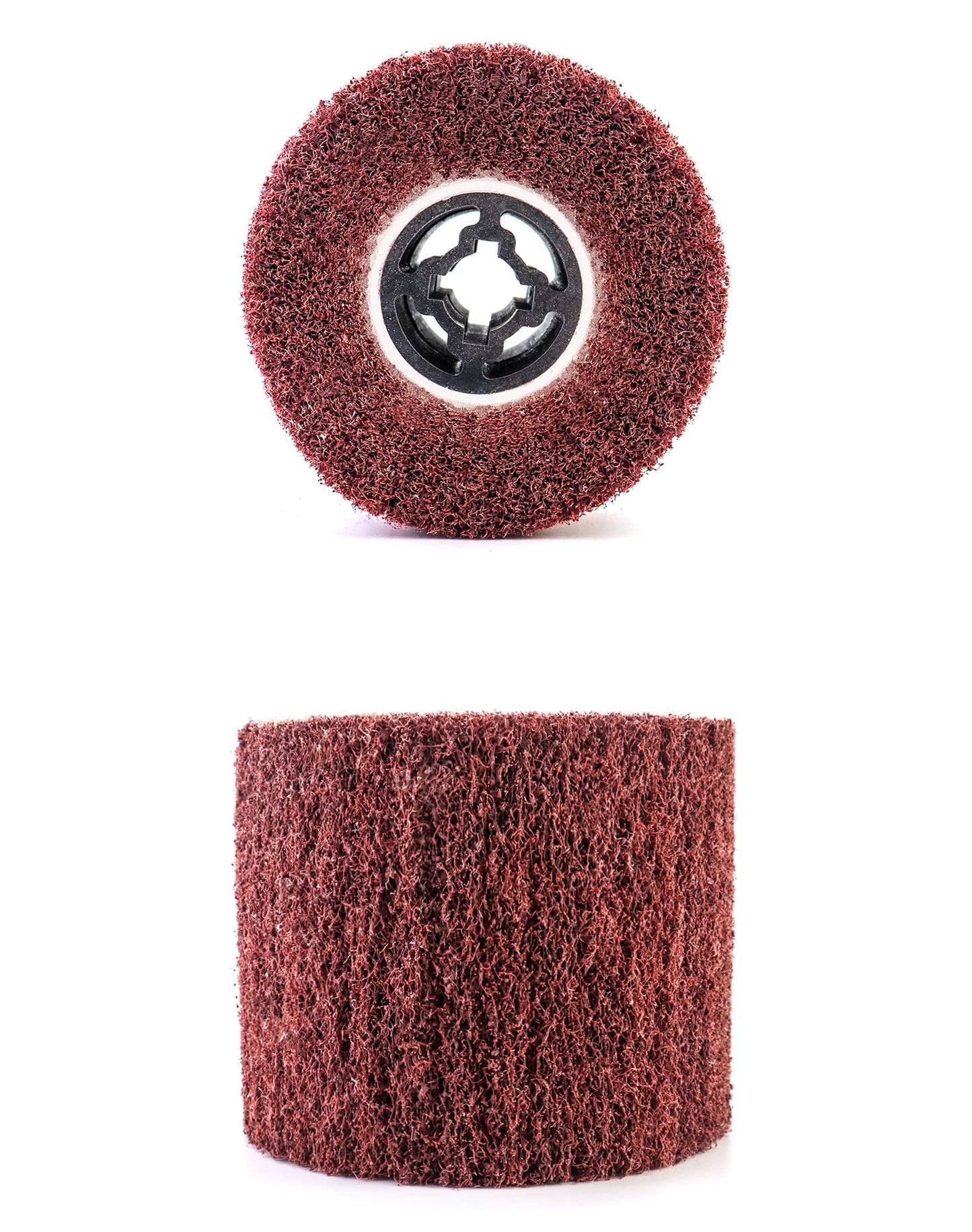 QWORK 80 Grit Non-Woven Abrasive Flap Wire Drawing Polishing Burnishing Wheel - Premium 2-Pack Ideal for Metal Surface Treatment, 120x100mm Size