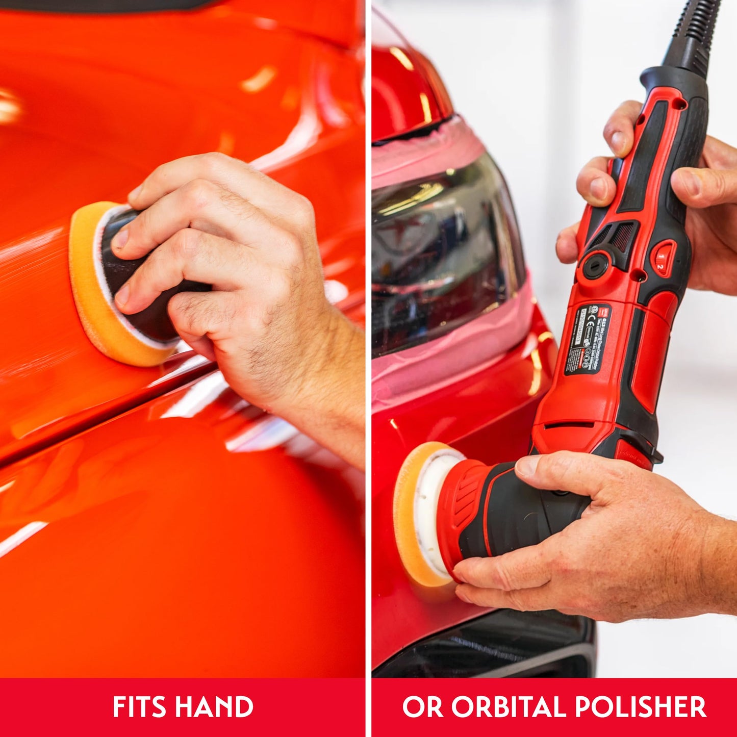 Griot's Garage 3" Orange Foam Correcting Pads, 3-Pack, Machine-Washable, Removes Light to Moderate Paint Defects for Car Detailing