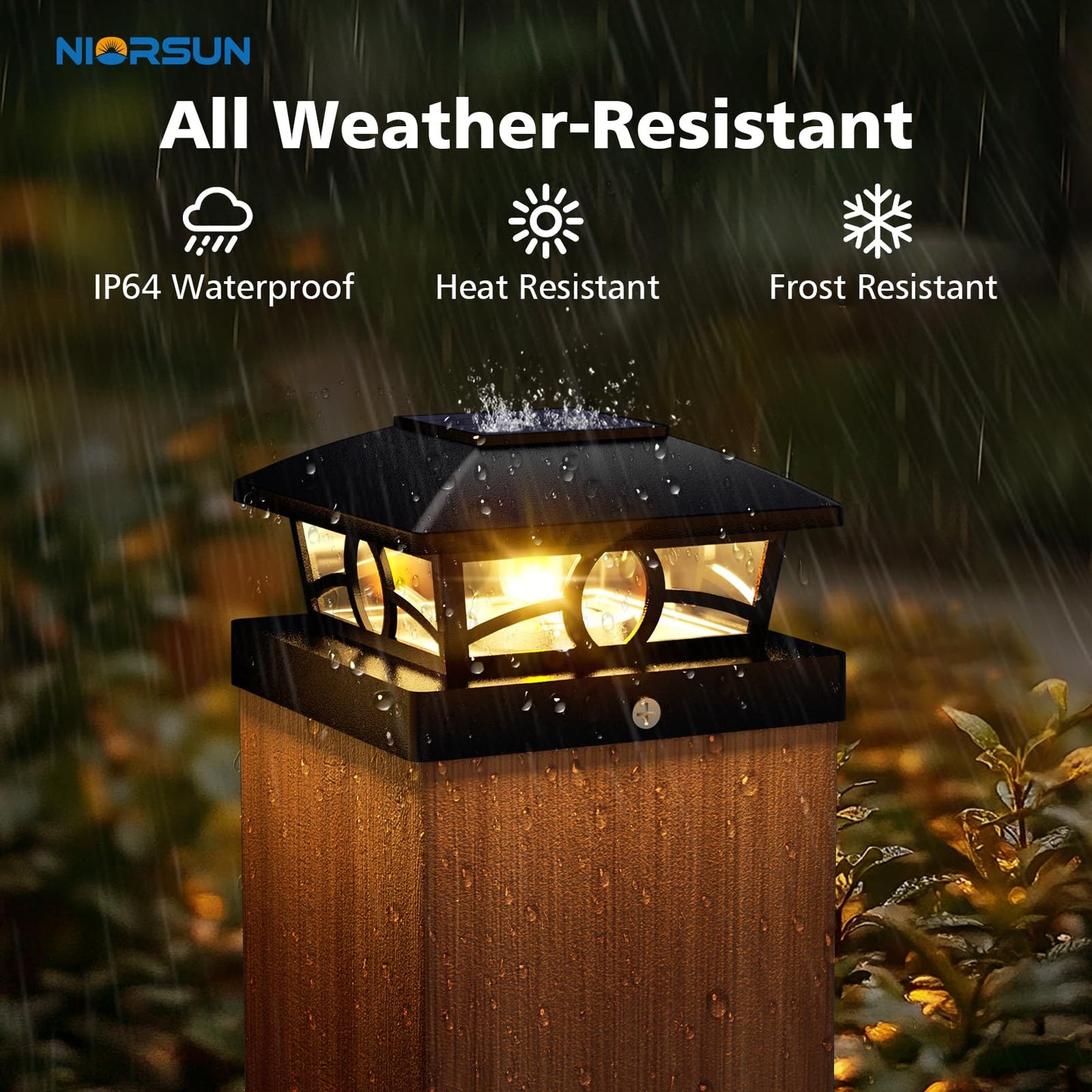 NIORSUN Solar Post Lights 12 Pack – Warm White Edison LED, Waterproof Outdoor Fence, Deck & Garden Decor, 4x4 Post Caps, Black