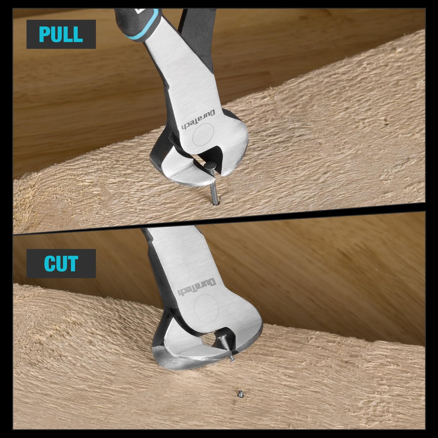 DURATECH 7" Nail Puller Pliers, CRV Steel End Cutter, Non-Slip Handle, Blackened Polished Finish, Nail Remover & Wire Cutter