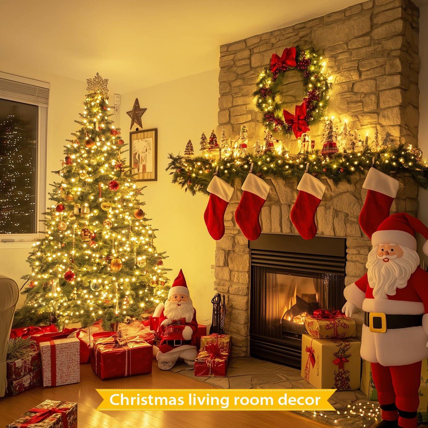 JMEXSUSS 66ft 200 LED Christmas String Lights, Warm White Plug-In, 8 Twinkle Modes for Indoor Outdoor Tree, Bedroom & Party Decor