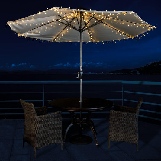 Solar Patio Umbrella String Lights, 360 Warm White LED, Waterproof Fairy Lights for Outdoor, Garden, Wedding, Party, Christmas