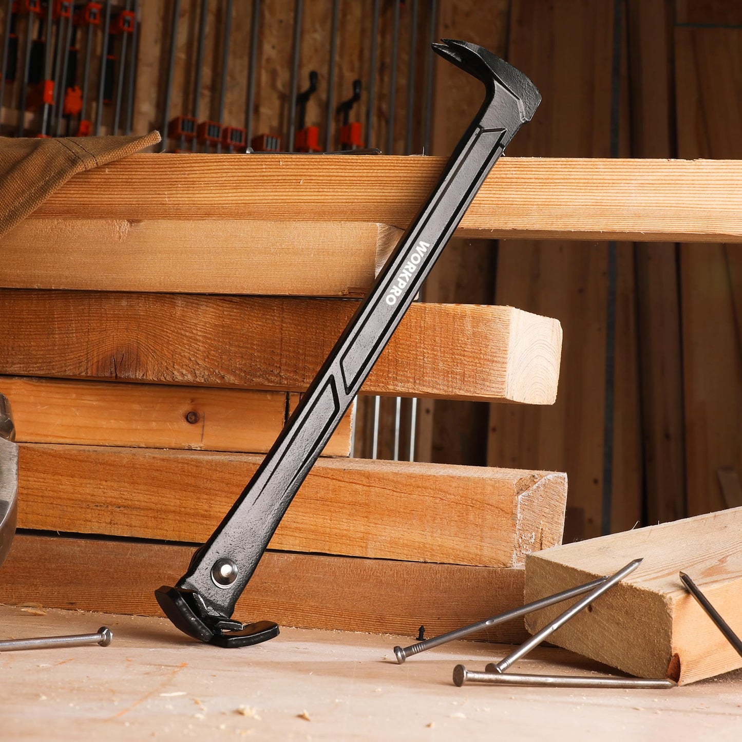 WORKPRO 13" Nail Puller & Cats Paw Pry Bar, Nail Remover Crowbar for Carpentry, Woodworking, Home Remodeling Projects