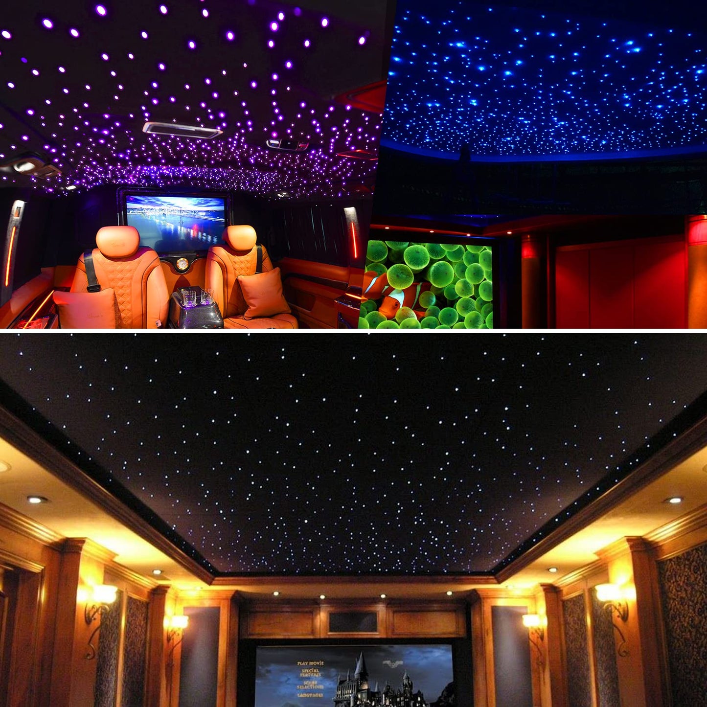 CHINLY 650pcs Fiber Optic Star Lights, 13.1ft RGBW Starlight Headliner Kit with Music Mode, Bluetooth APP & Remote Control