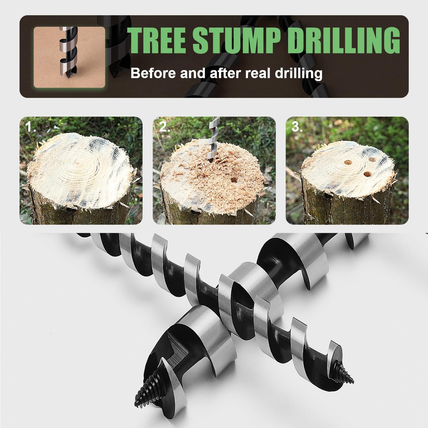 1-3/8" x 18" Auger Drill Bit for Wood, Hex Shank 35mm, for Soft/Hard Wood, Plastic & Composite, DIY Projects