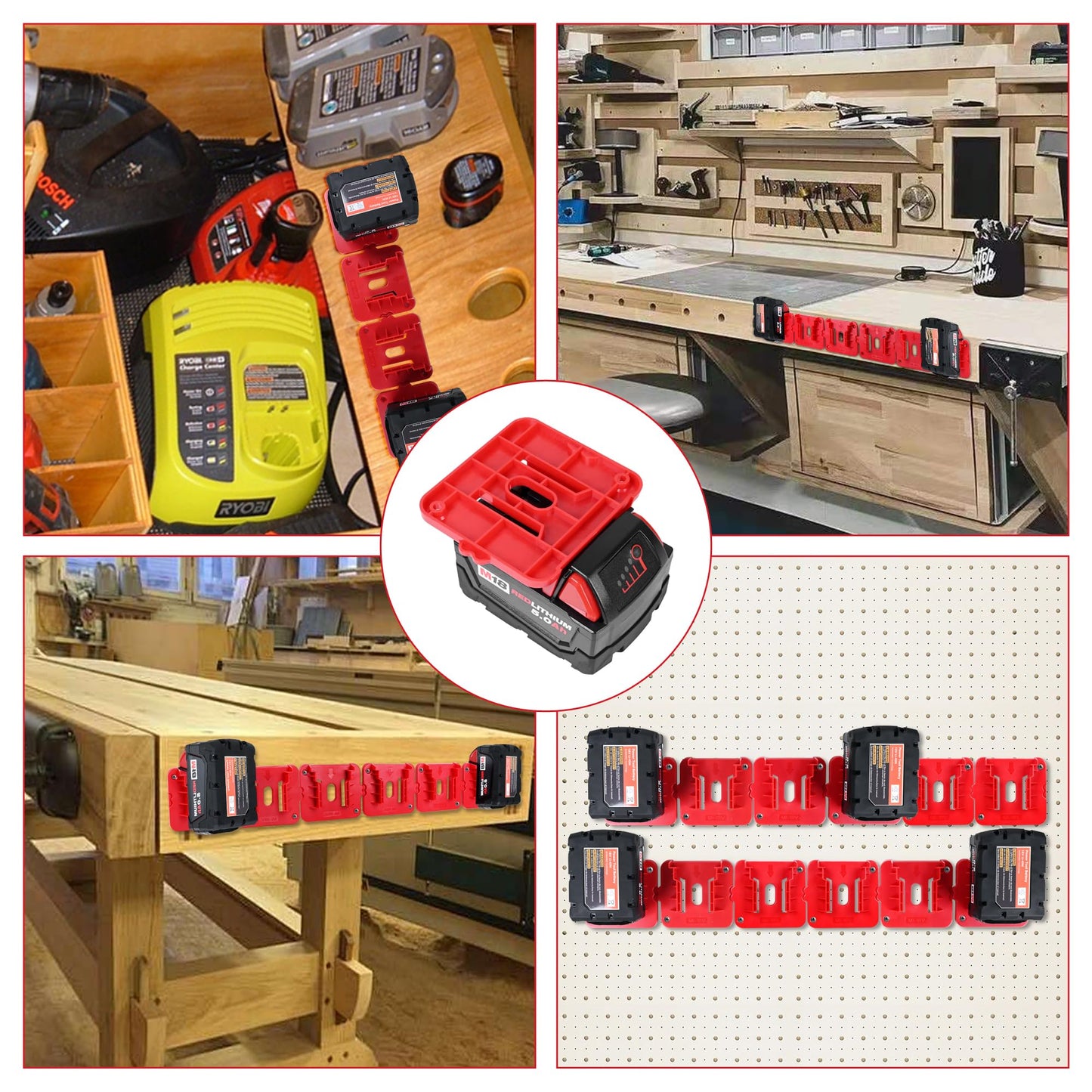 GIPFTYAG 12-Pack M18 18V Battery Holder Dock Mount for Milwaukee 48-11-1815/1828/1850/1860 with 24 Screws, No Battery