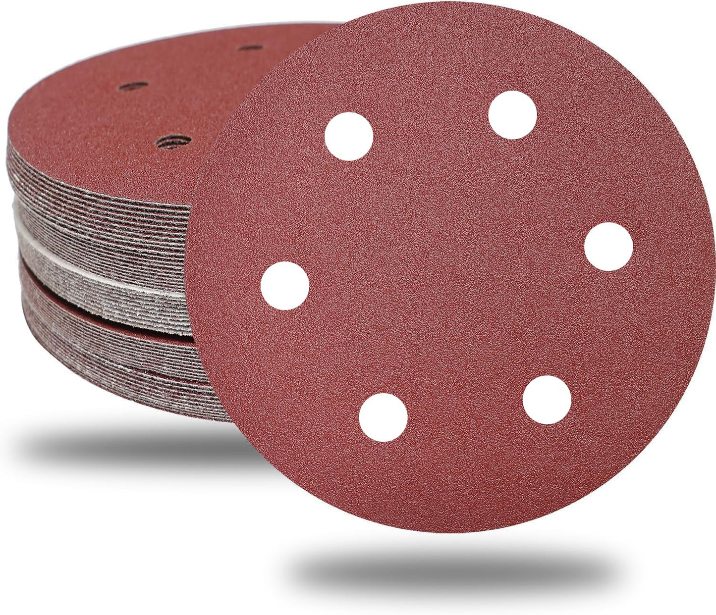 Tonmp 50 PCS 9 Inch 6 Hole Drywall Sanding Discs Set -10 Each of 60 80 120 150 240 Grits, 9" Hook-and-Loop Sandpaper for Electric Drywall Sander