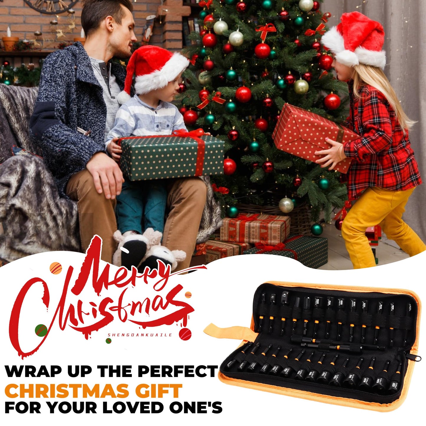 MulWark 29-Piece Magnetic Nut Driver Set, SAE & Metric Impact Drill Socket Adapters with Bit Holder, Quick-Release Extension & Storage Bag