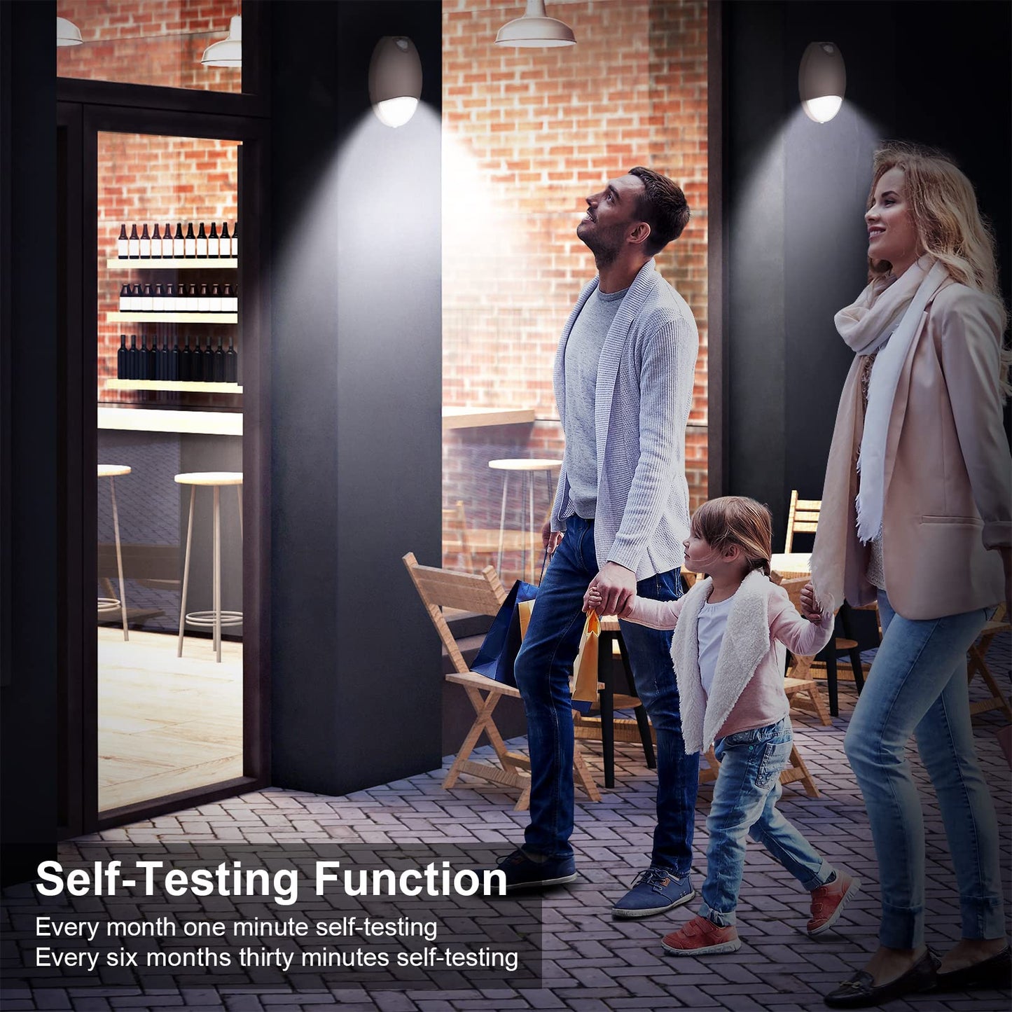 LED Emergency Wall Pack Light with Battery Backup, Photocell Sensor, Waterproof Self-Test, Commercial Exterior Aluminum, 120–277V UL 924 Wet Location (1 Pack)