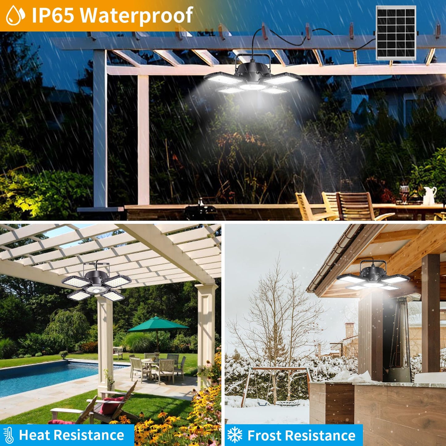 Aqonsie 176LED Solar Shed Light with Motion Sensor, 5 Modes & Remote – Outdoor/Indoor Solar Pendant Light for Shed, Garage, Gazebo, Home