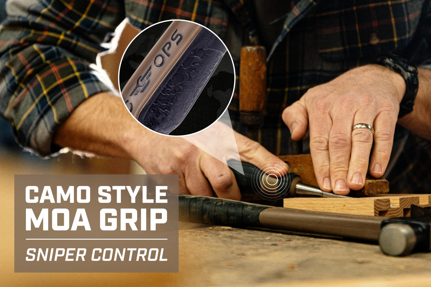 Spec Ops Tools Wood Chisel Set with High-Carbon Steel Blades, Shock-Absorbing Grip, 4-Piece, 3% Donated to Veterans