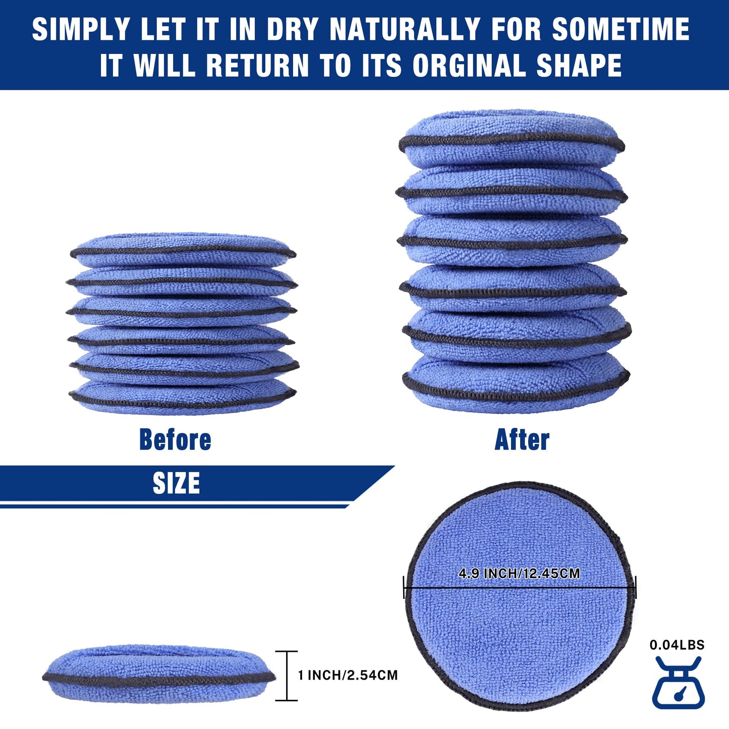 WORKPRO 12-Pack Car Wax Applicator Pads with Finger Pocket, Microfiber Foam Polishing Pads for Car Detailing & Cleaning, Lint-Free