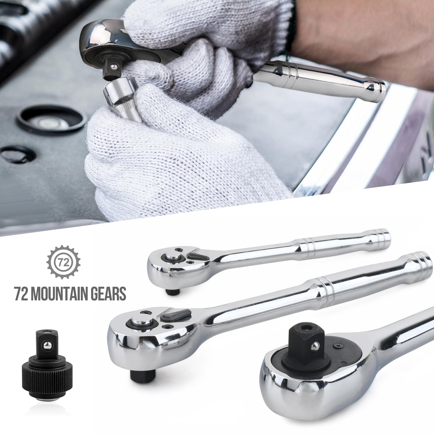 Amazon Basics Mechanic's Socket Tool Set With Case, Metric Sizes, 145-Piece