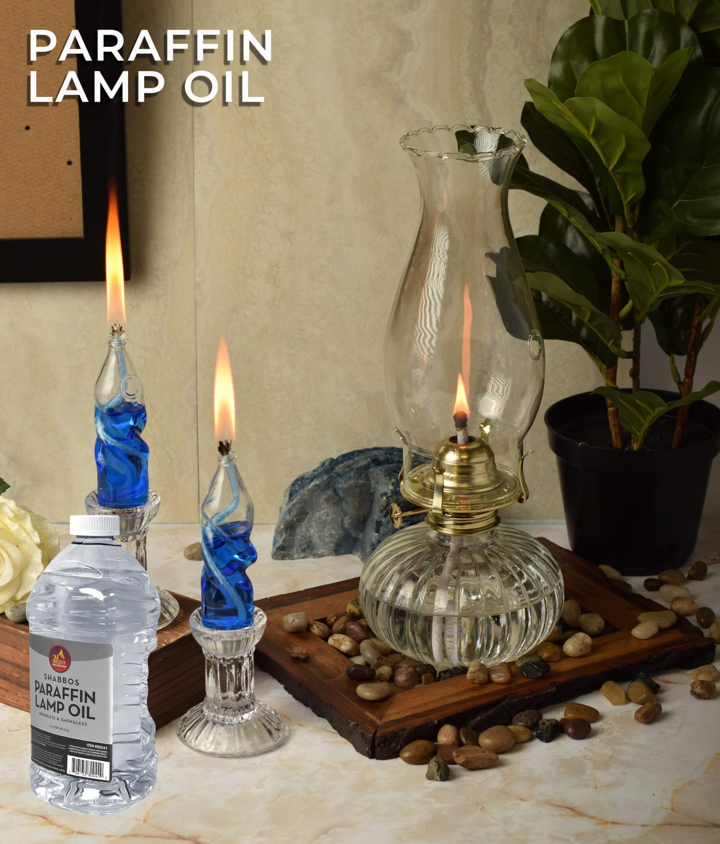 Ner Mitzvah Paraffin Lamp Oil - Clear Smokeless, Odorless, Clean Burning Fuel for Indoor and Outdoor Use - 2 Liter (67.6 oz)