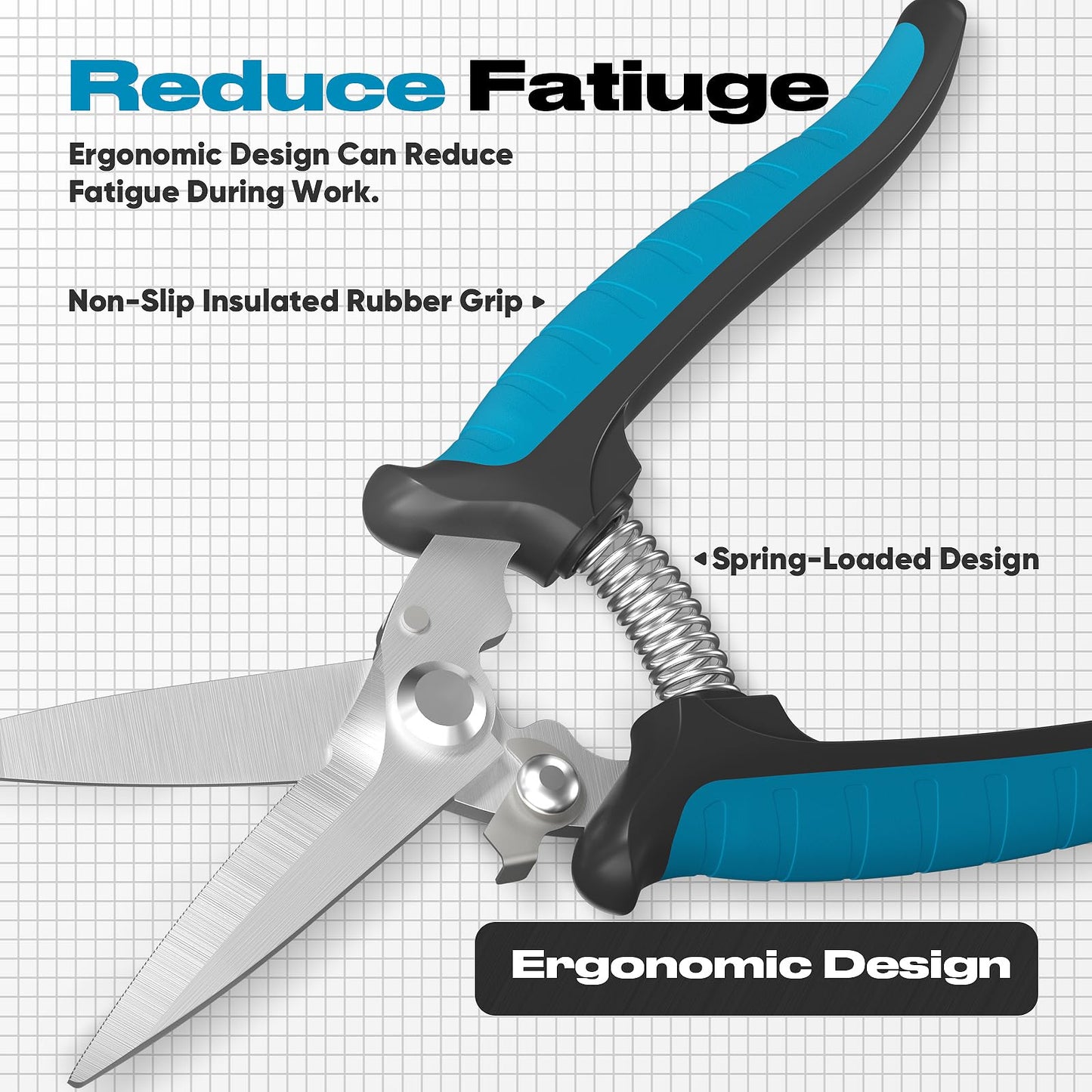 GARTOL 8" Heavy Duty All-Purpose Scissors – Razor-Sharp Tin Snips for Metal, Wire, Insulation, Rope, Cardboard | Ergonomic DIY Tool