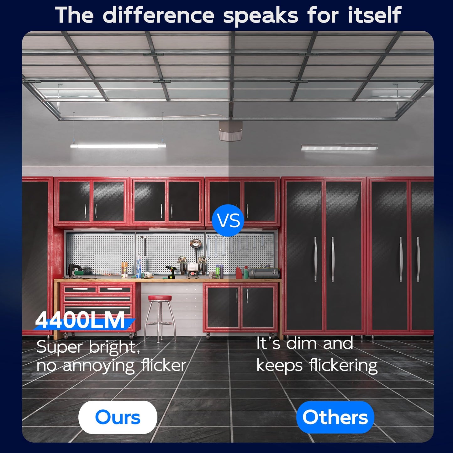 Hykolity 6-Pack 4FT Linkable LED Shop Light, 4400lm 42W (250W Eq), 5000K Daylight, Garage Utility Light, ETL, Hanging/Surface Mount