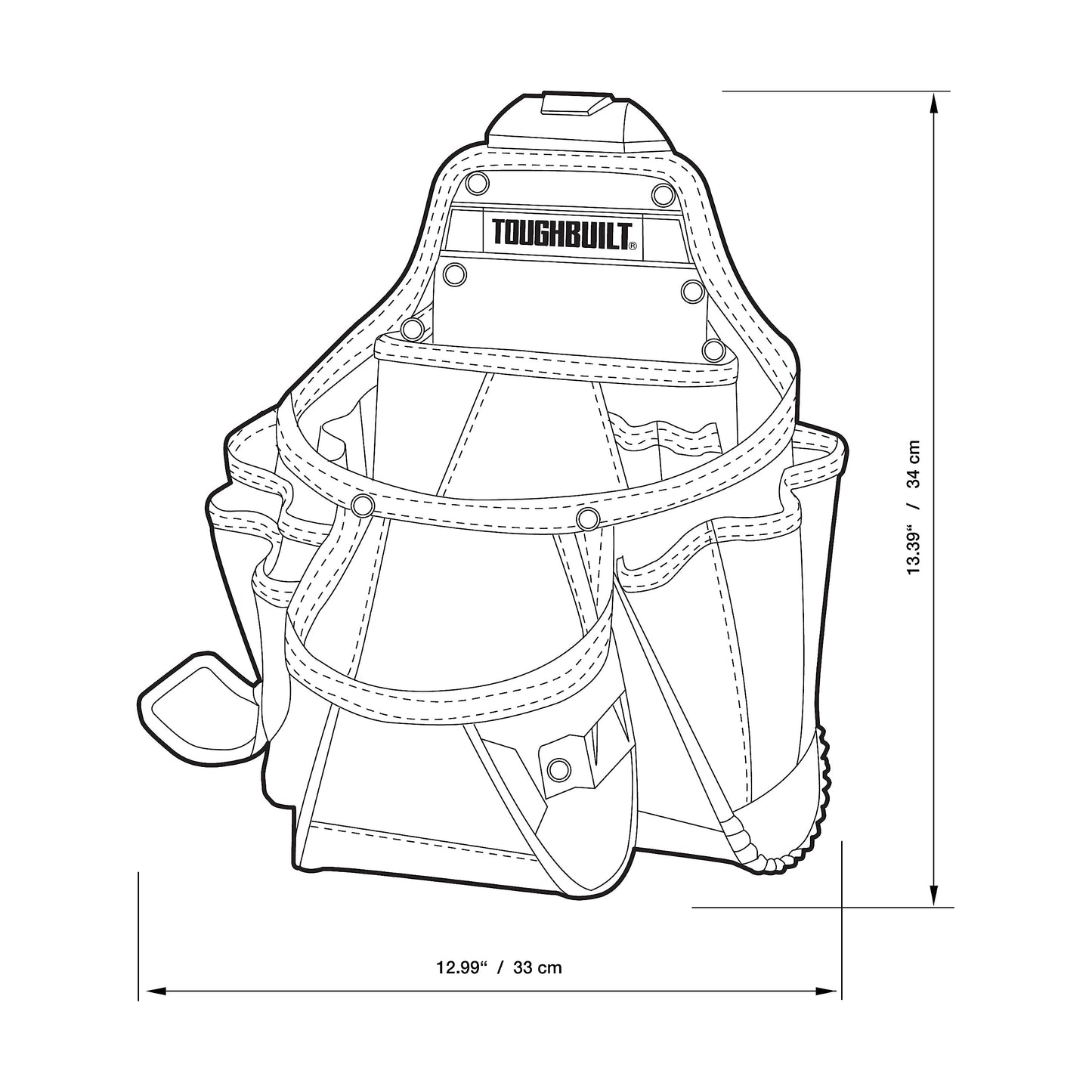 ToughBuilt Cliptech Series - Contractor Tool Pouch with Compact Jobsite Storage, Durable Construction, and Easy-Access Organization for Daily Professional Use (TB-CT-01)