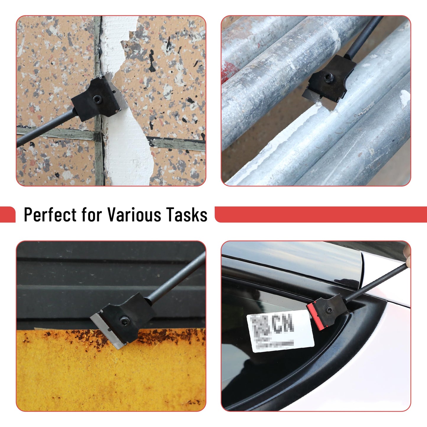 Bates- Long Reach Extension Scraper, 11-Inch, Razor Scraper with Extra 3 Double Edged Plastic & 3 Metal Blades, Long Handle Razor Blade Scraper, Razor Scraper, Window Scraper, Scraper Tool