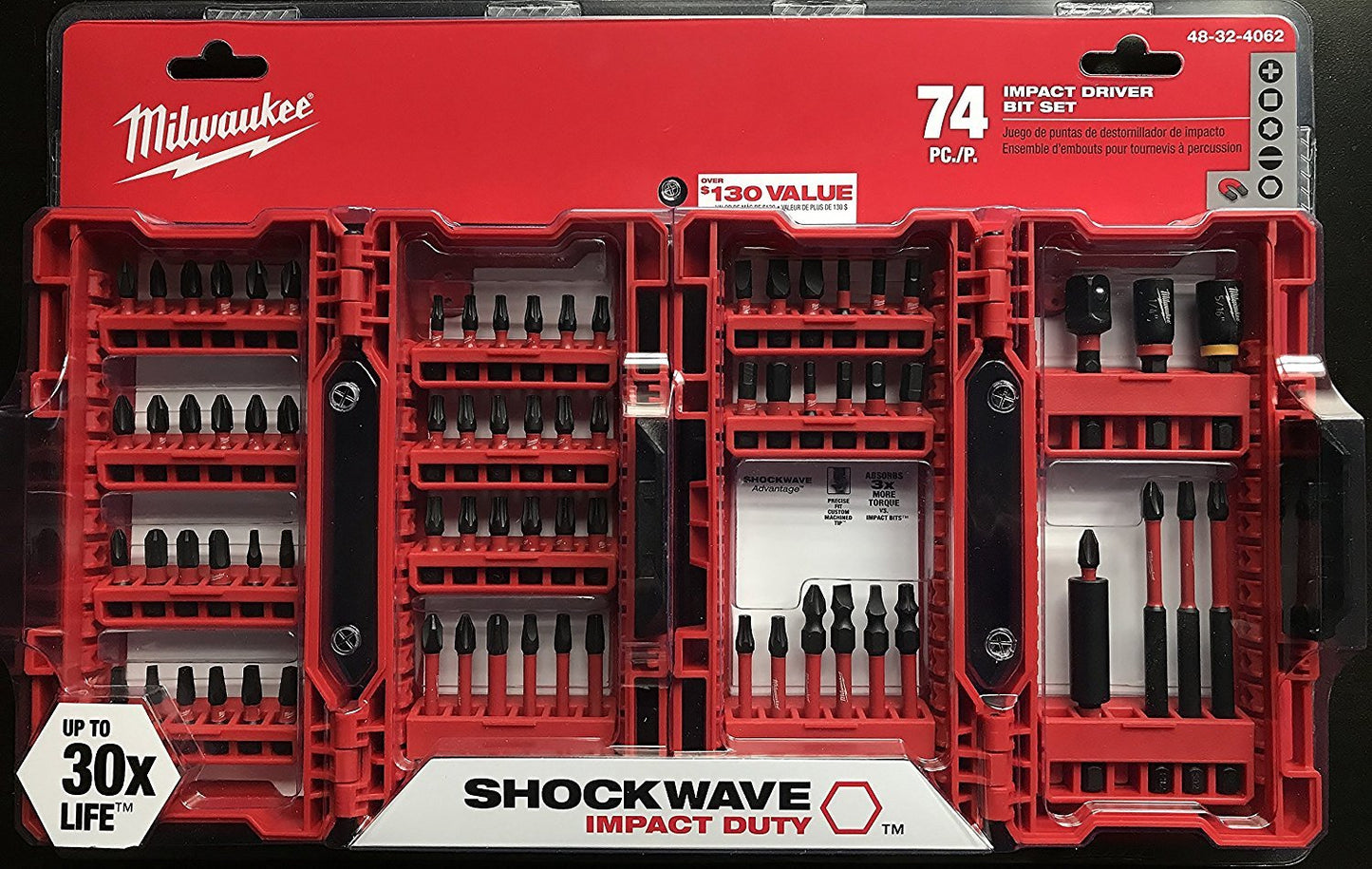 Milwaukee Shockwave Impact Driver Bit Set (74 Piece) 48-32-4062