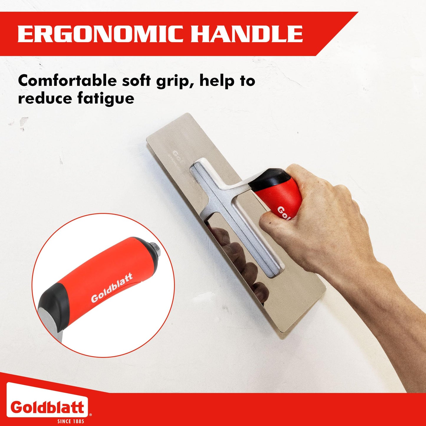 Goldblatt Venetian Plaster Trowel Set, 3-Piece Polished Stainless Steel Finishing Trowels with Soft Grip Handles for Drywall, Concrete & Marmorino