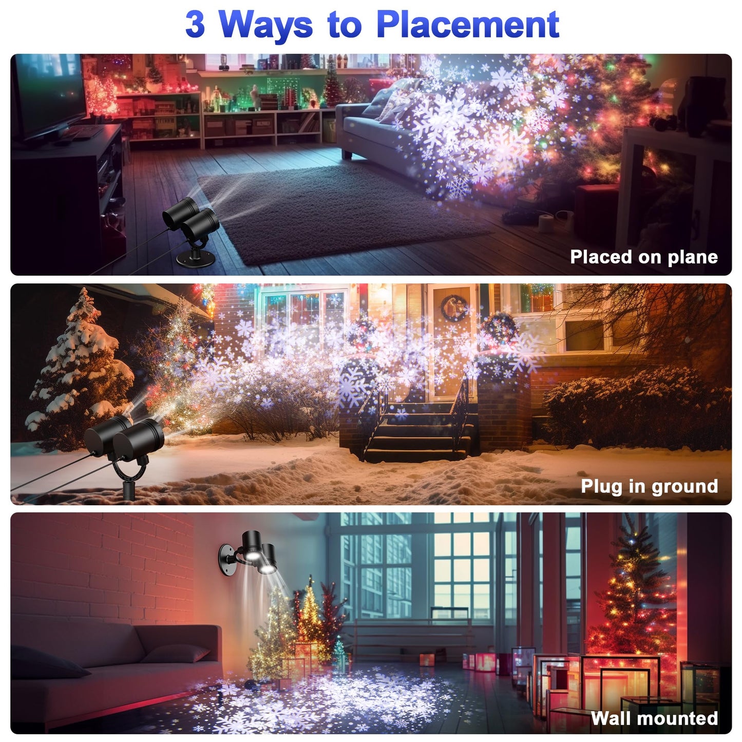 2025 MuliVid Double Head Outdoor Christmas Projector Light – Waterproof Snowfall & Snowflake LED for Xmas, Patio, Garden, Holiday Decor