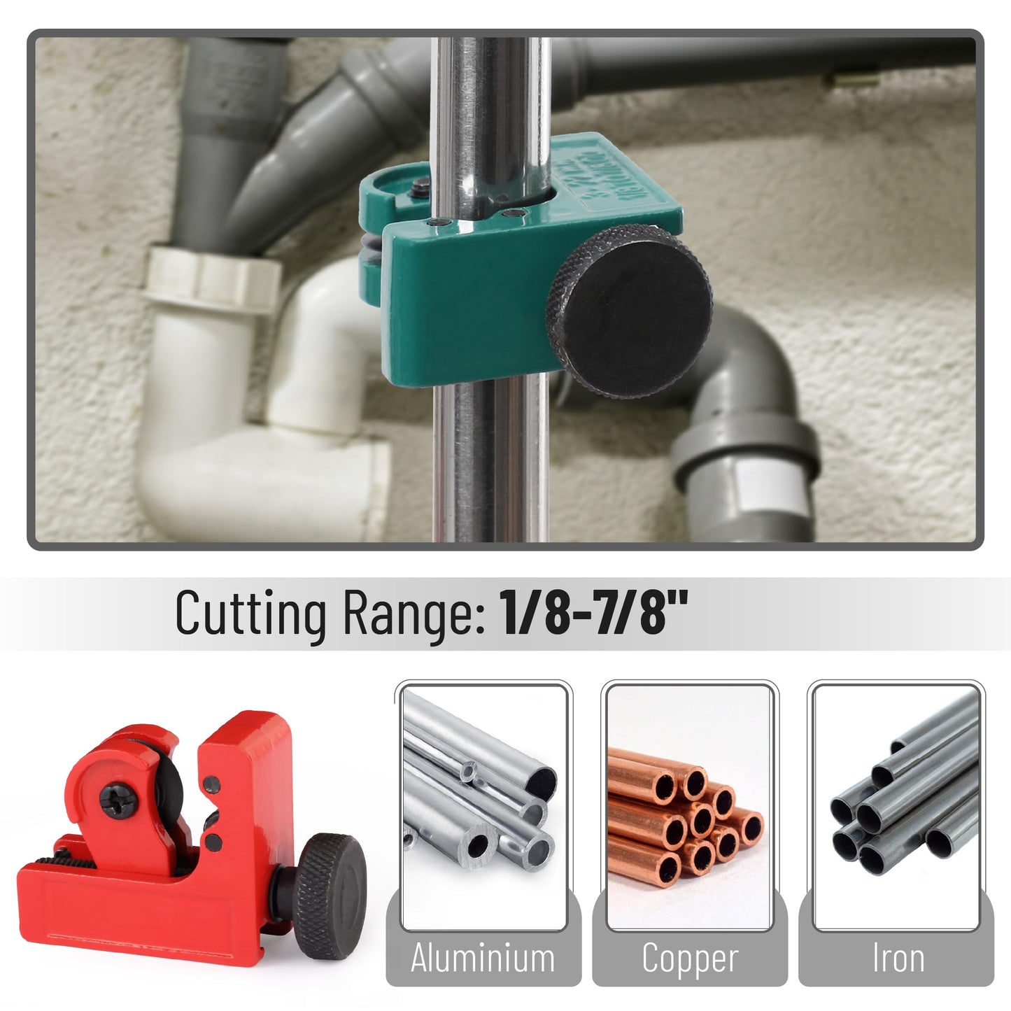 Bates PEX Pipe Cutter & Tube Cutter Set, Cuts 1/8"-1-1/4", Includes PTFE Tape, Rubber Hose & Plastic Pipe Cutting Tools for Plumbing