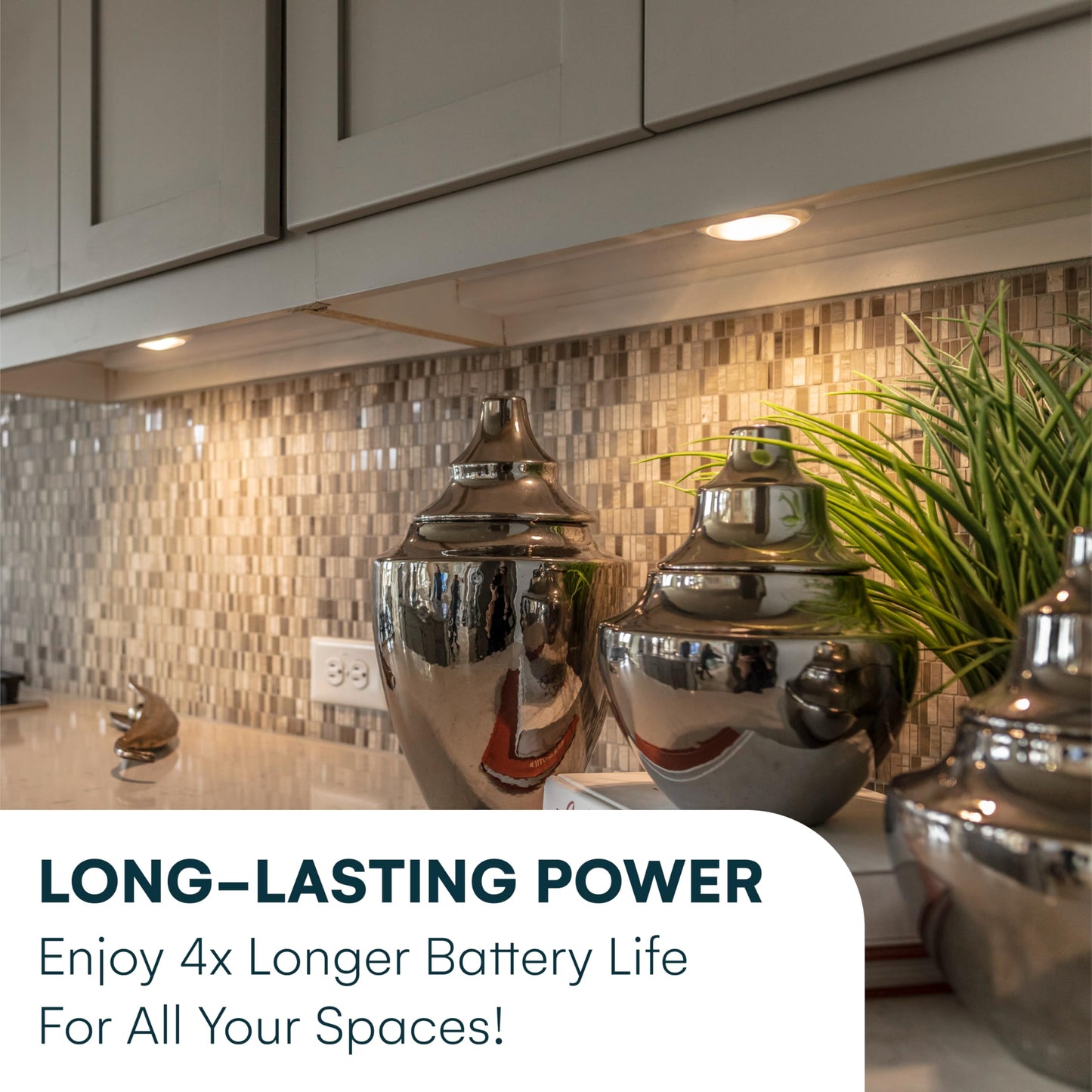 Brilliant Evolution 6-Pack Stick-On LED Push Lights with Remote – Battery Operated Puck Lights for Kitchen, Closet, Cabinet, Counter