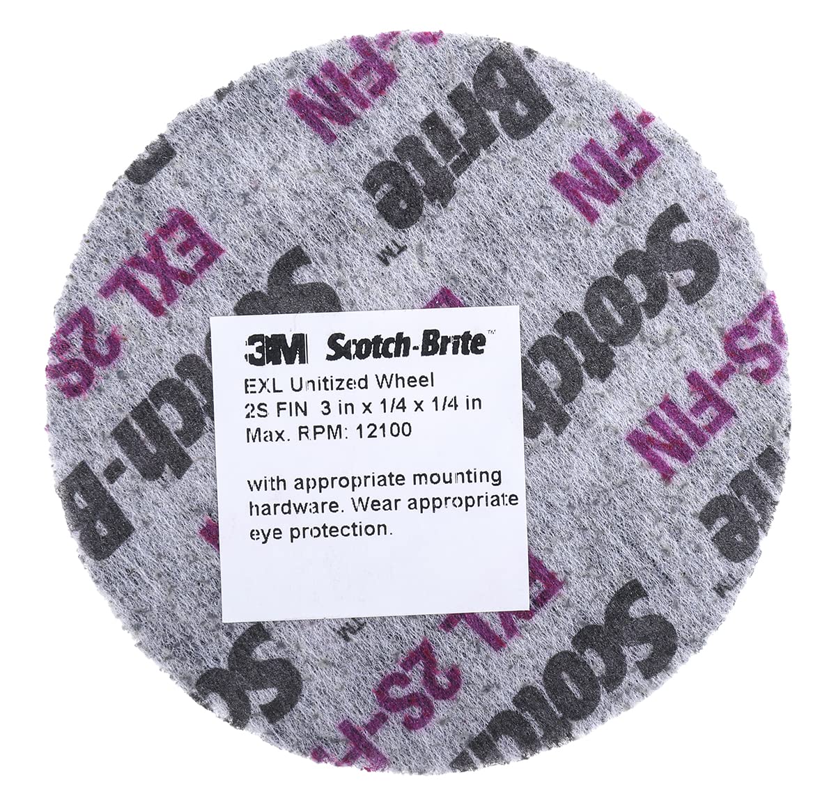 Scotch-Brite EXL Unitized Wheel, Silicon Carbide, 12100 rpm, 3" Diameter, 1/4" Arbor, 2S Fine Grit (Pack of 1)