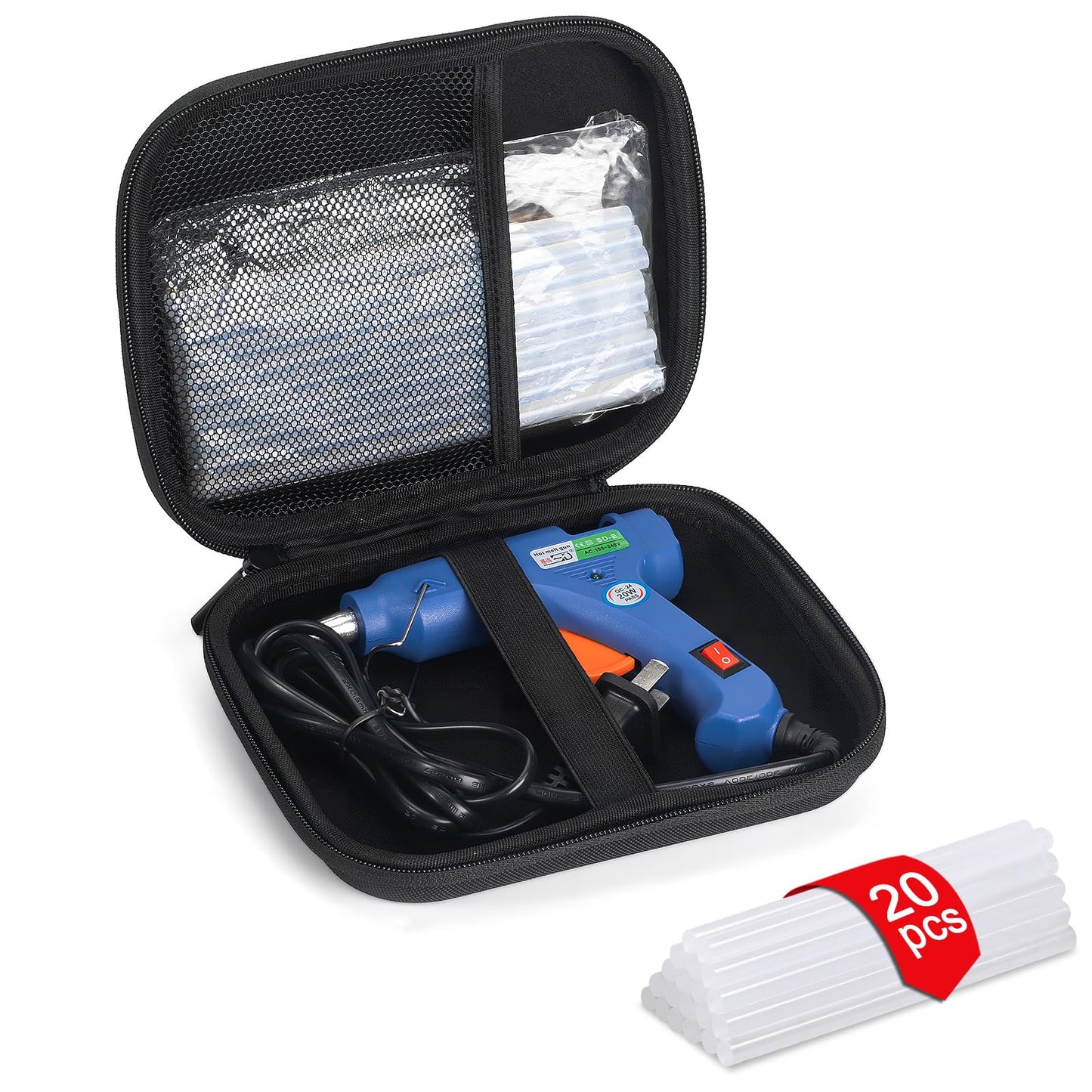Mini Hot Glue Gun Set with 20 Sticks, Portable DIY Craft Glue Gun Kit with Hardshell Case for School, Arts & Crafts