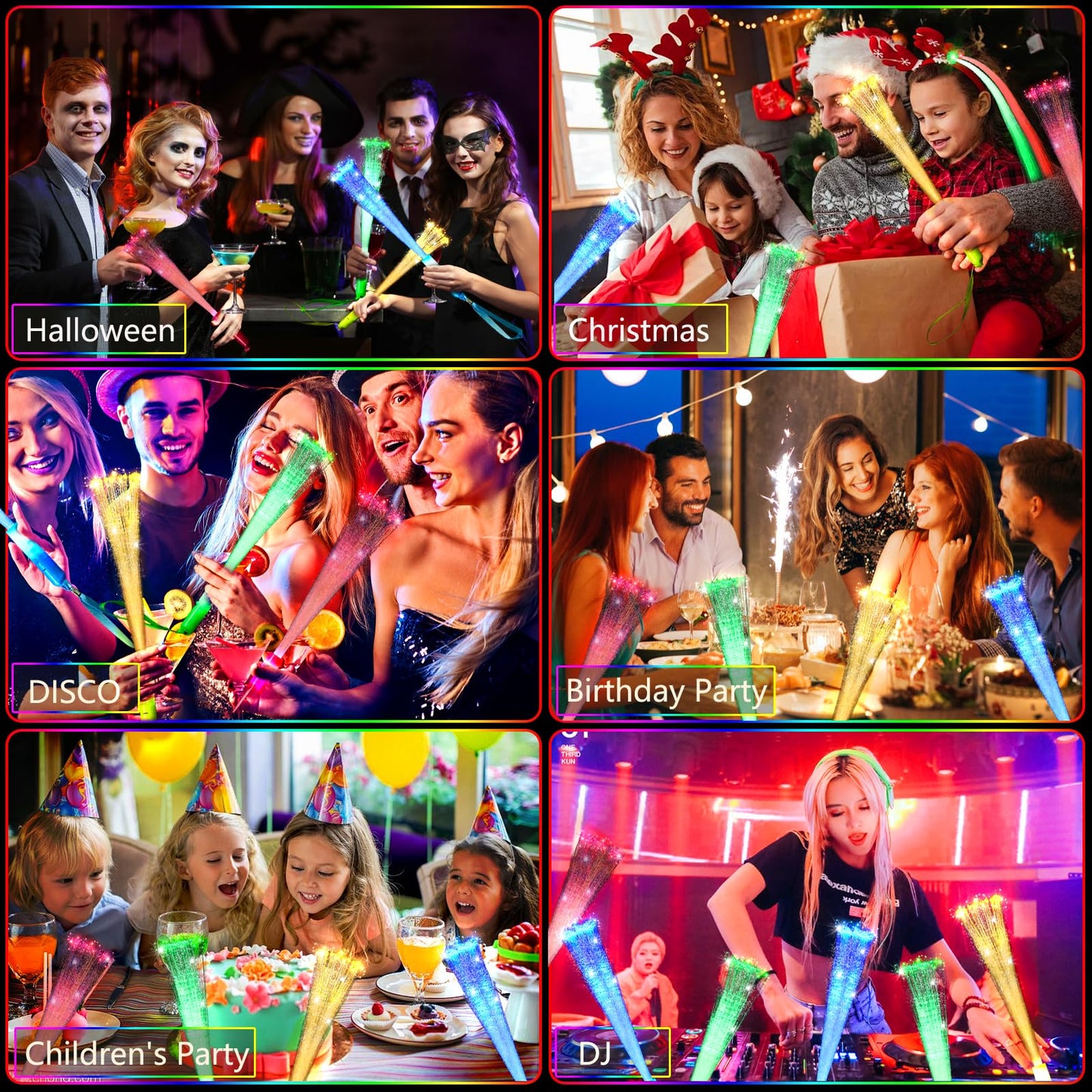 OceanWings Glow Fiber Optic Wands, 36-Pack Light-Up Party Sticks for New Year, Birthday, Wedding, Holiday, and Celebration Favors