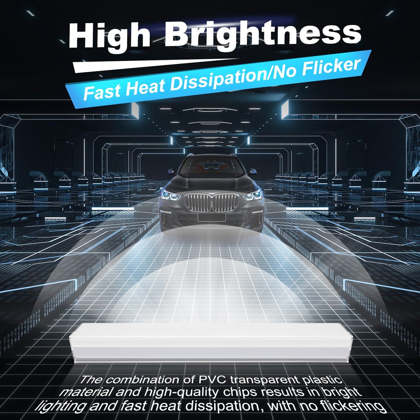 FERUERW 672W Hexagon Garage Light, 86400LM 6500K, 14 Hex Panels, Rectangle Frame, High Brightness, Clip Mount for Garage/Shop/Basement