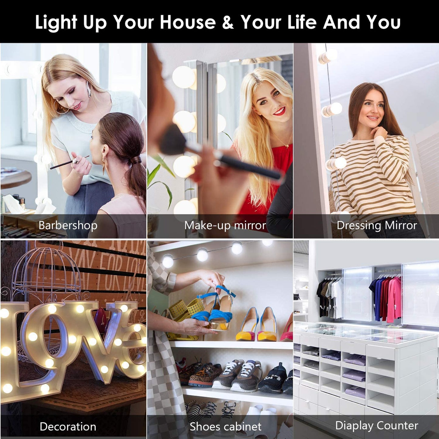 HELOIE 22.6ft Led Vanity Mirror Lights with 14 Dimmable Light Bulbs Makeup Vanity Lights for Big Long Mirror,Mirror Not Included