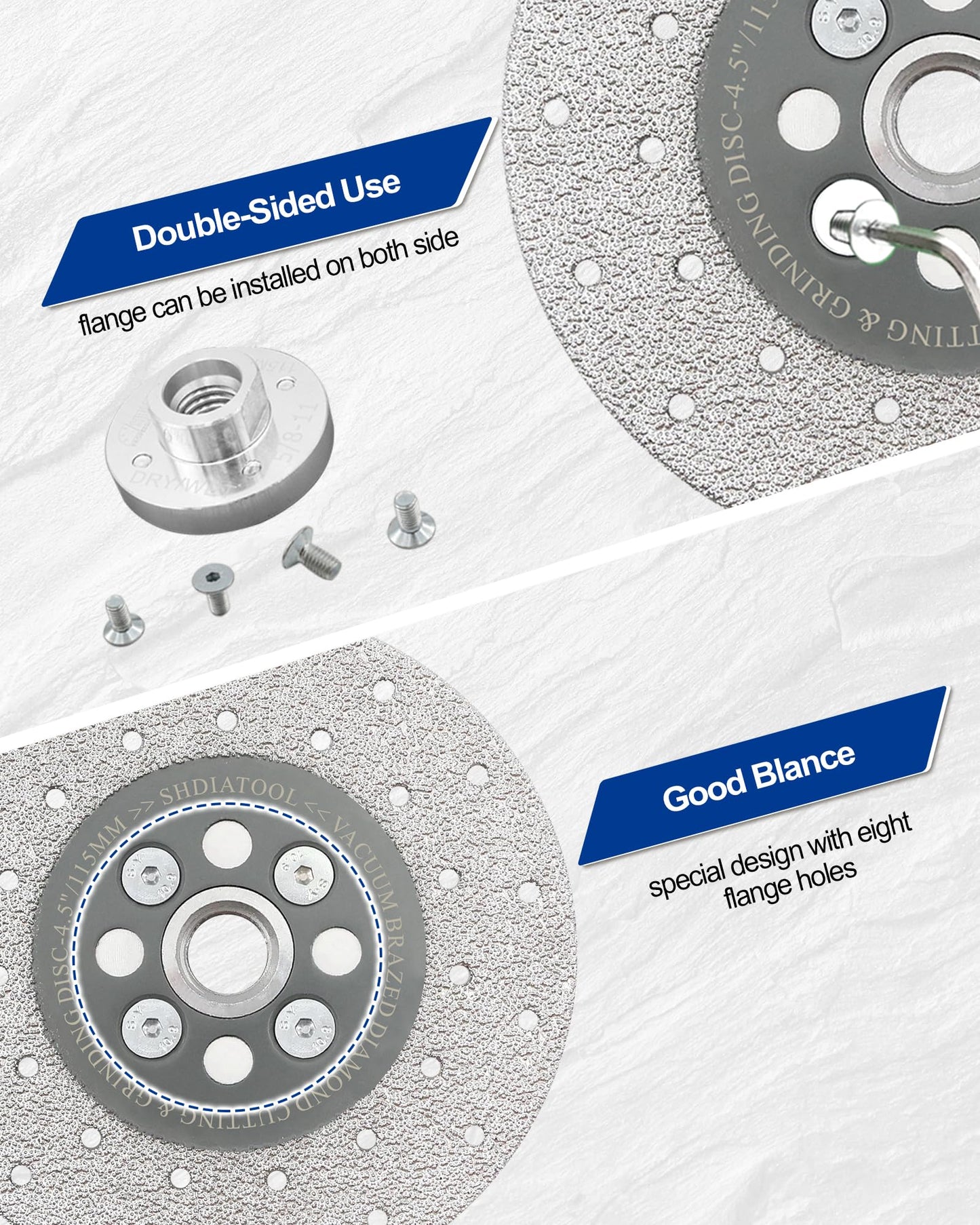 SHDIATOOL 4-1/2" Diamond Grinding Disc, 5/8-11 Arbor, Double-Sided Vacuum Brazed, Fast Cutting & Shaping for Marble & Ceramic, Grit 40/50
