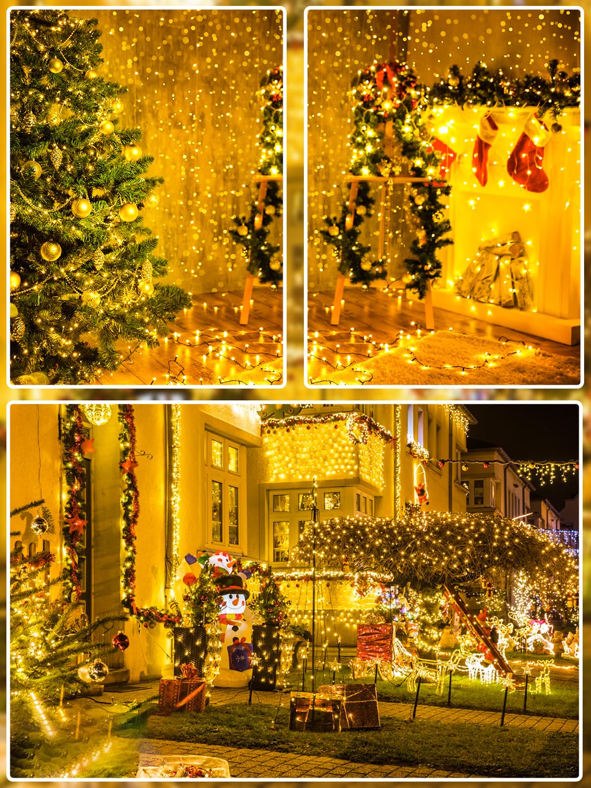 Upgraded 75.8ft 200 LED Christmas String Lights, Waterproof, 8 Modes, Timer & Memory, Extendable Green Wire for Indoor/Outdoor