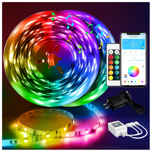 DAYBETTER 100ft LED Strip Lights, 5050 RGB Smart Color Changing, App & Remote Control, Music Sync, 2x50ft Rolls for Bedroom & Party