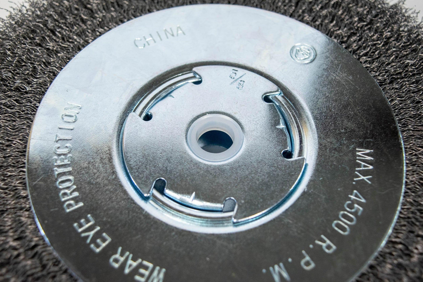 Century Drill & Tool 76868 8" Coarse Crimped Wide Face Bench Grinder Wire Wheel, 1/2"-5/8" Universal Arbor, 4,500 RPM – Ideal for Cleaning