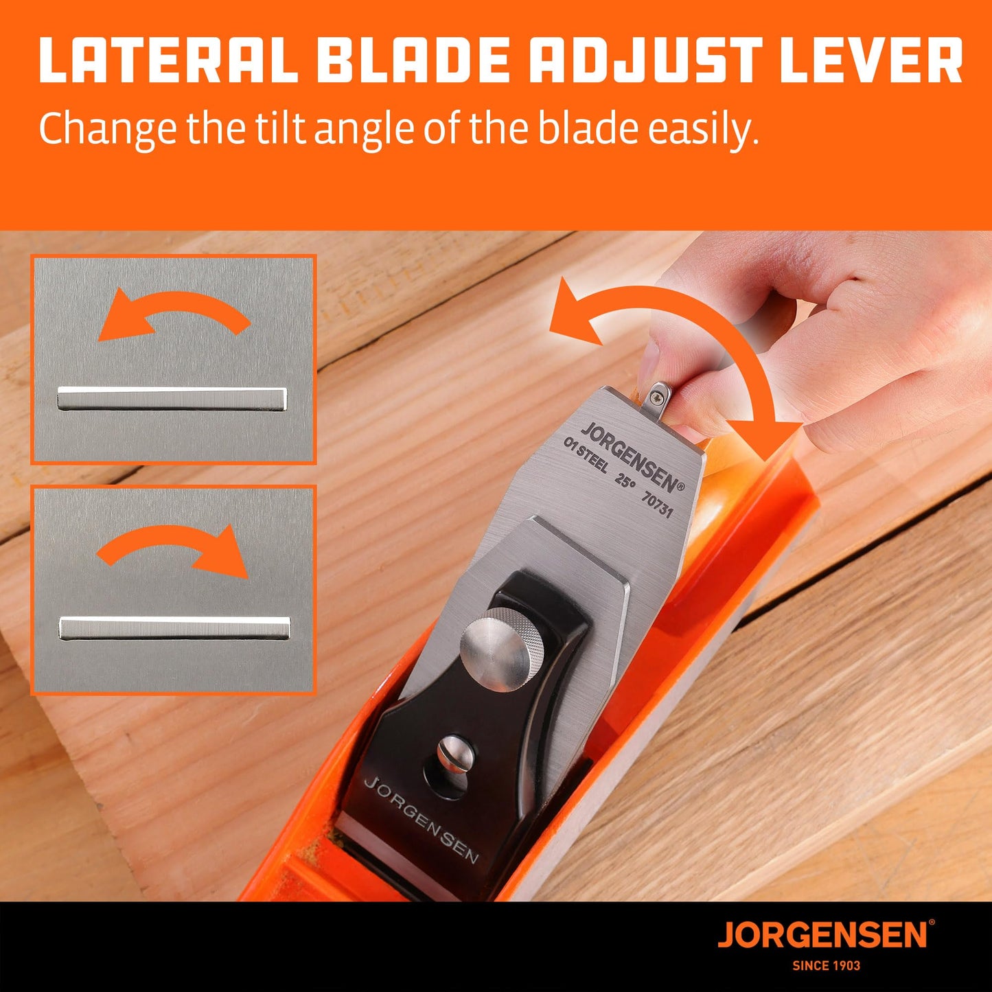 JORGENSEN No.4 10" Wood Hand Planer – Professional Smoothing Plane, Adjustable Depth, Ductile Iron Body for Woodworking & Craft