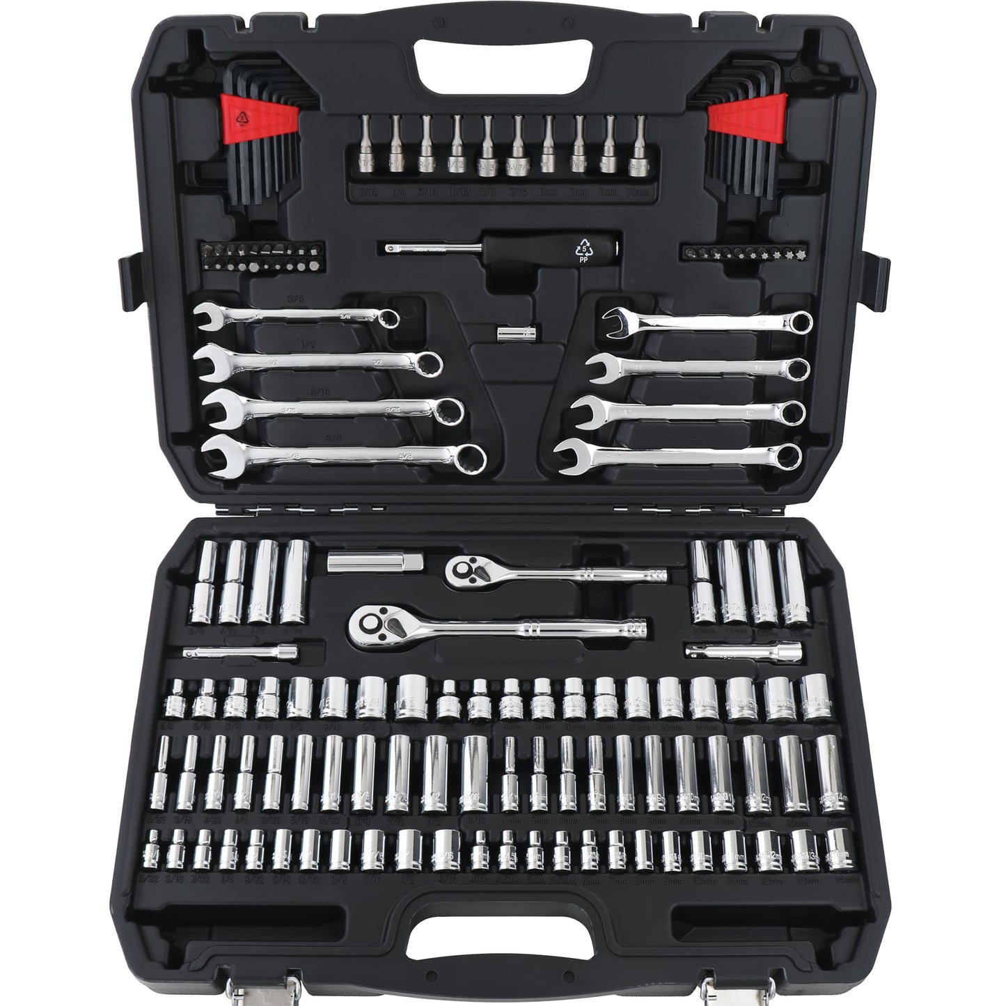 Amazon Basics Mechanic's Socket Tool Set With Case, Metric Sizes, 145-Piece