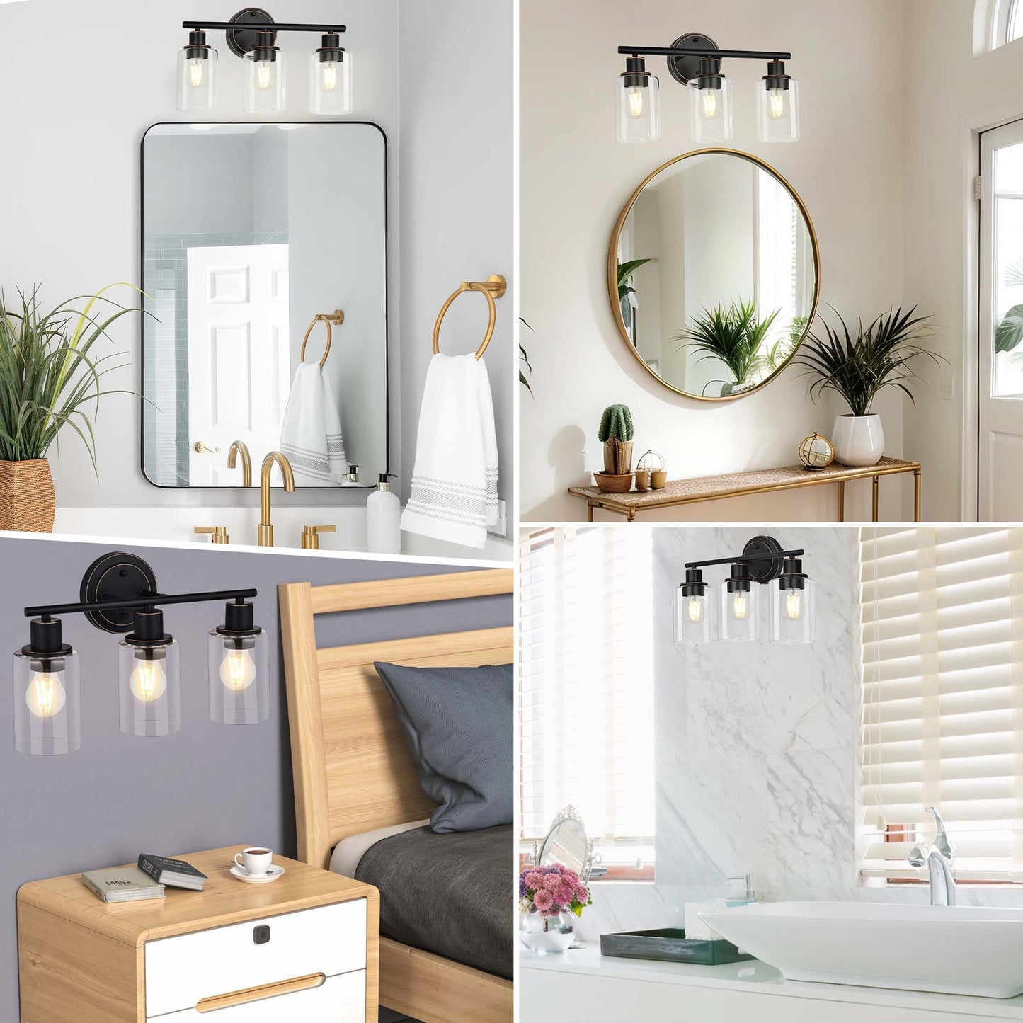 Faymart 3-Light Oil Rubbed Bronze Bathroom Vanity Light Fixture, Wall Sconce Over Mirror, Three-Bulb Lighting for Sink