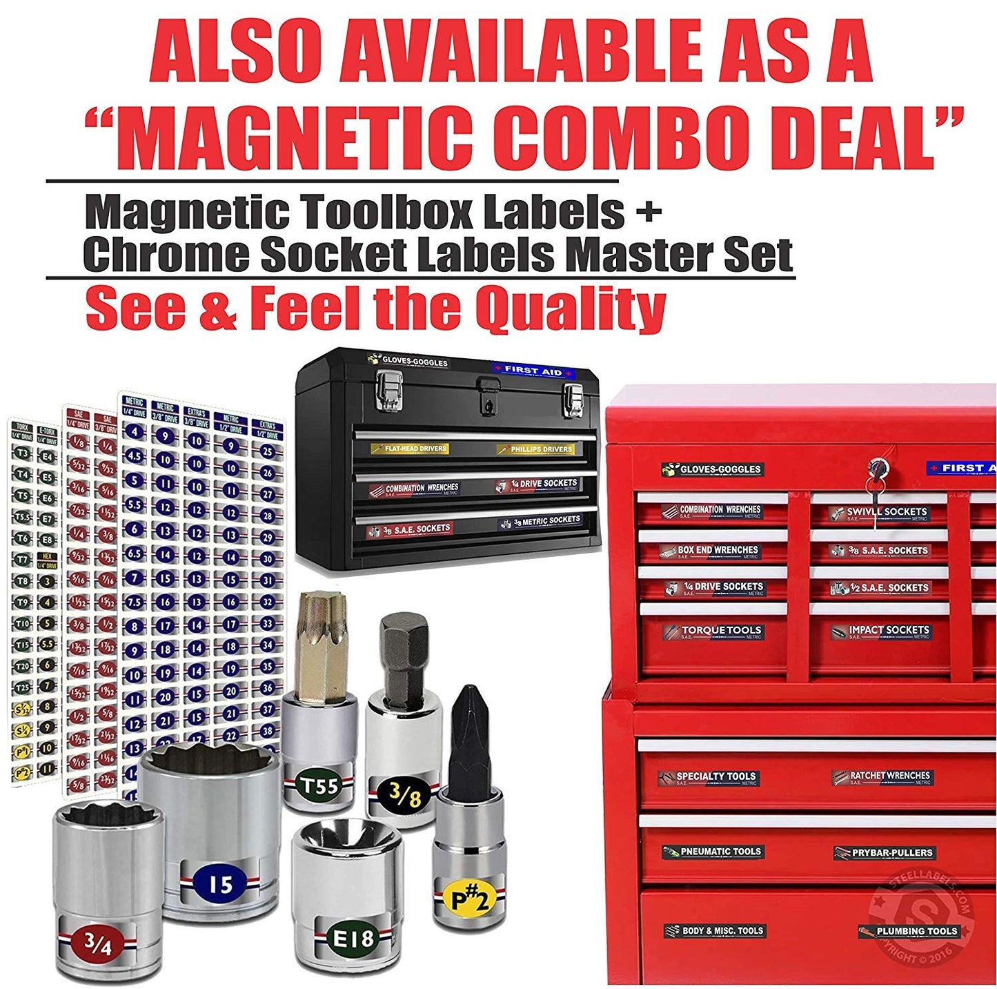 Ultimate Magnetic Toolbox Label Organizer Set for Tool Chests, Boxes, Drawers & Cabinets – Adjustable, Quick & Easy Fit for Steel Toolboxes incl. Craftsman, Mac & Snap-on